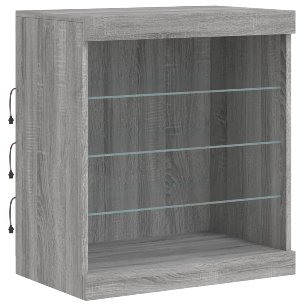 vidaXL Sideboard with LED Lights Grey Sonoma 181.5x37x67 cm