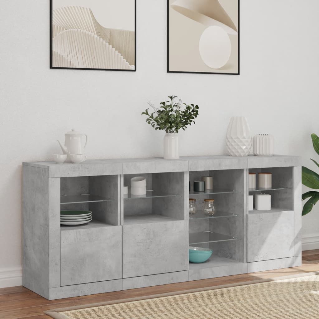 vidaXL Sideboard with LED Lights Concrete Grey 164x37x67 cm