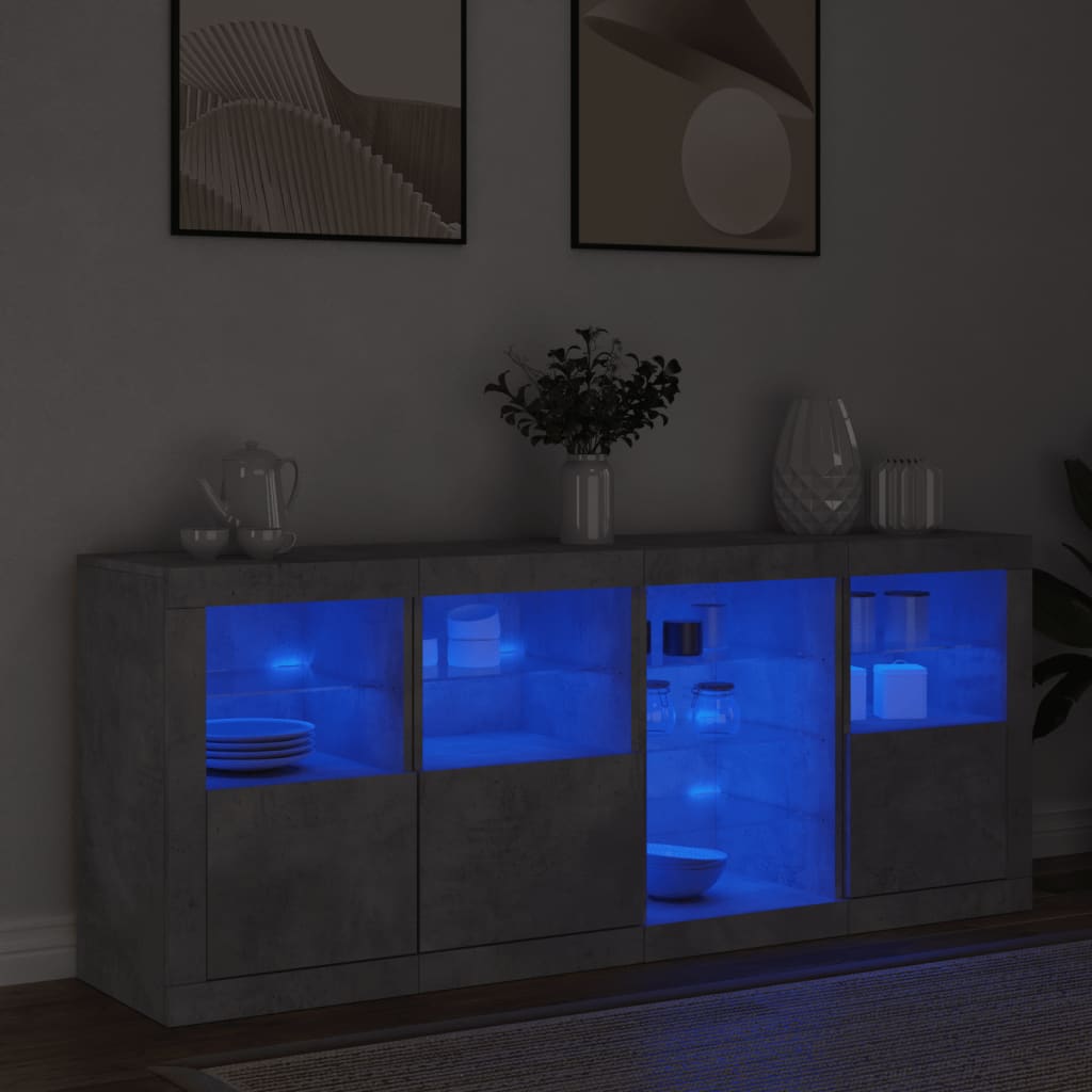 vidaXL Sideboard with LED Lights Concrete Grey 164x37x67 cm