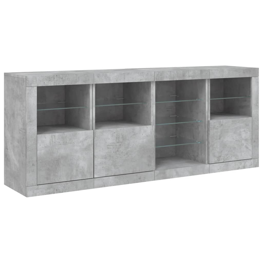 vidaXL Sideboard with LED Lights Concrete Grey 164x37x67 cm