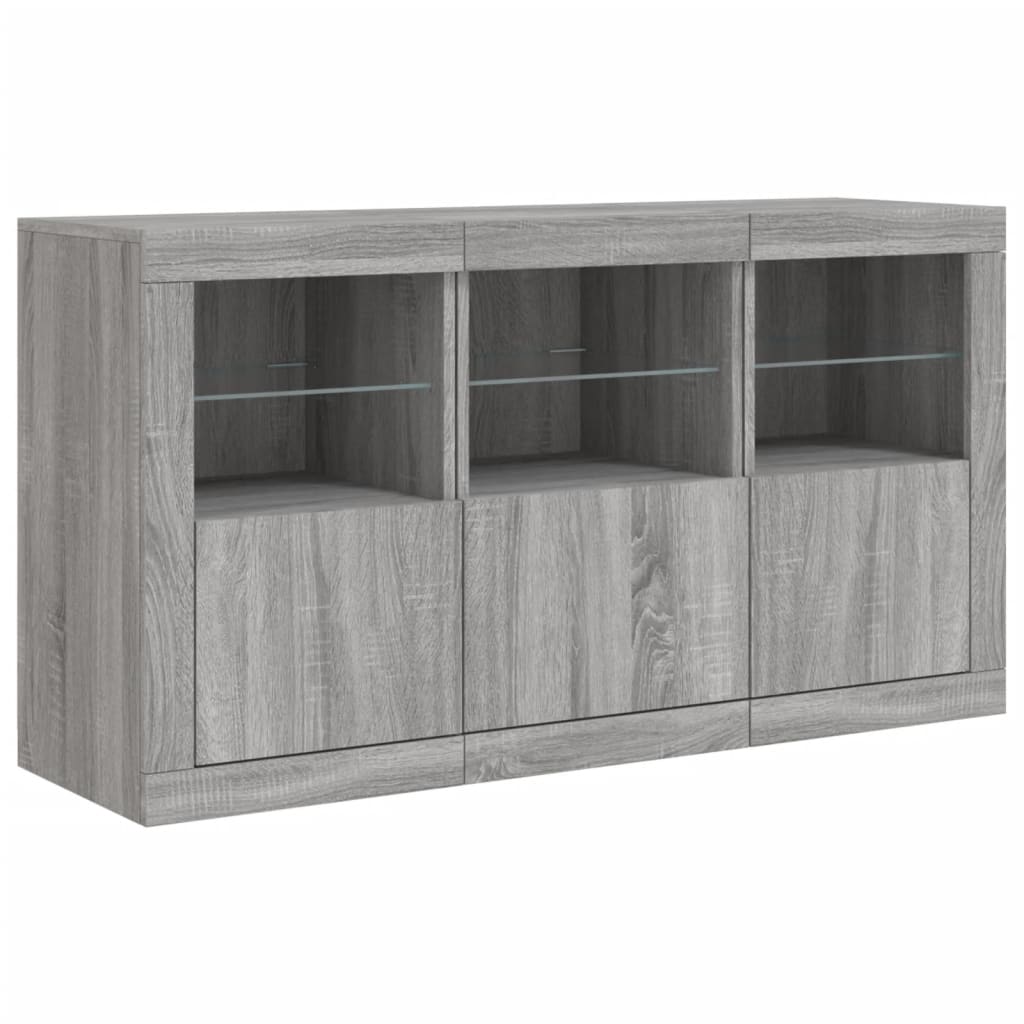 vidaXL Sideboard with LED Lights Grey Sonoma 123x37x67 cm