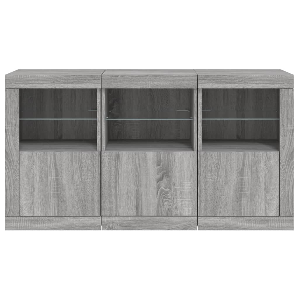 vidaXL Sideboard with LED Lights Grey Sonoma 123x37x67 cm