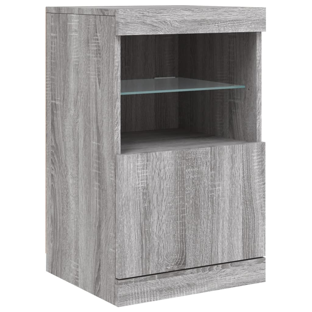 vidaXL Sideboard with LED Lights Grey Sonoma 123x37x67 cm