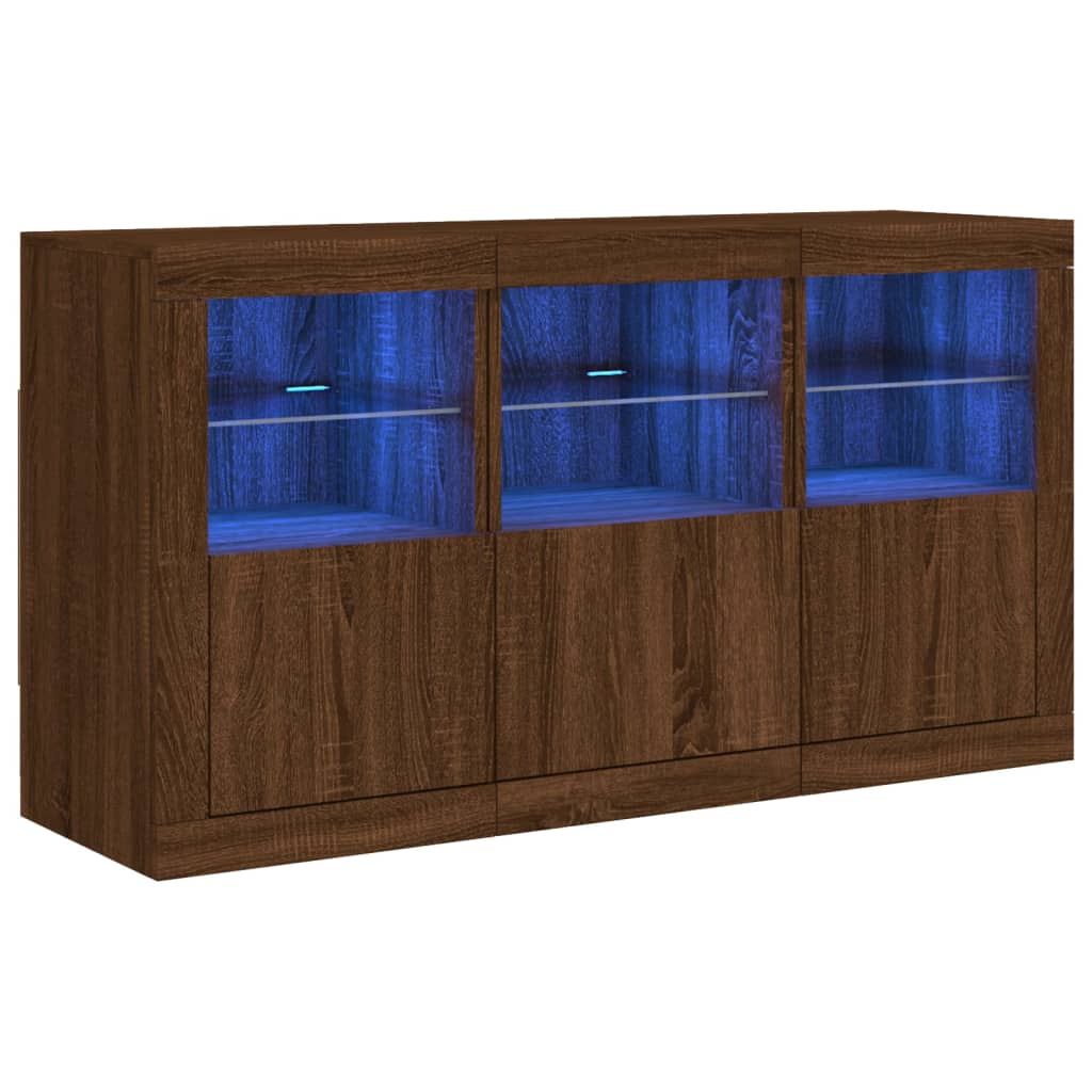 vidaXL Sideboard with LED Lights Brown Oak 123x37x67 cm