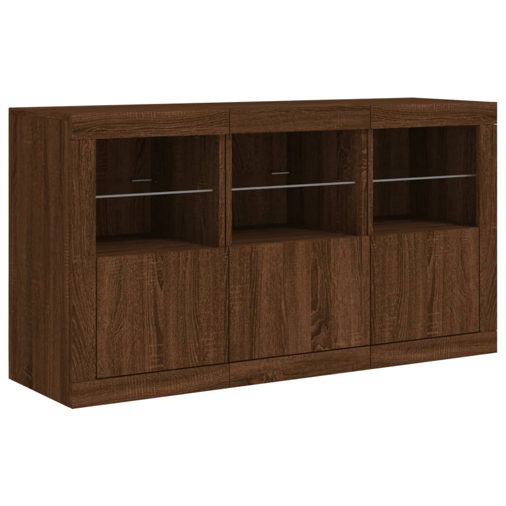 vidaXL Sideboard with LED Lights Brown Oak 123x37x67 cm