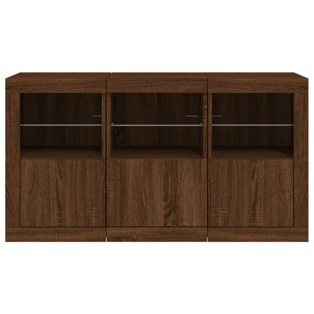 vidaXL Sideboard with LED Lights Brown Oak 123x37x67 cm