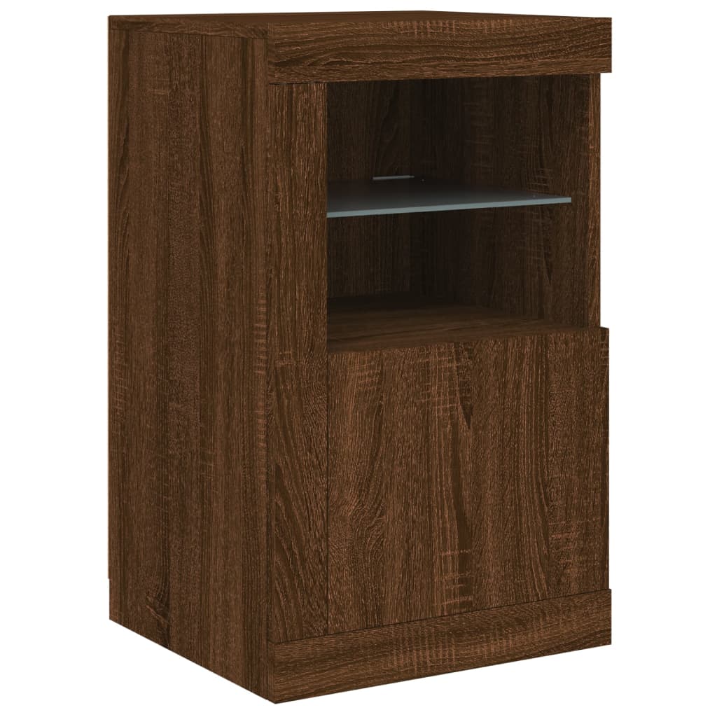 vidaXL Sideboard with LED Lights Brown Oak 123x37x67 cm