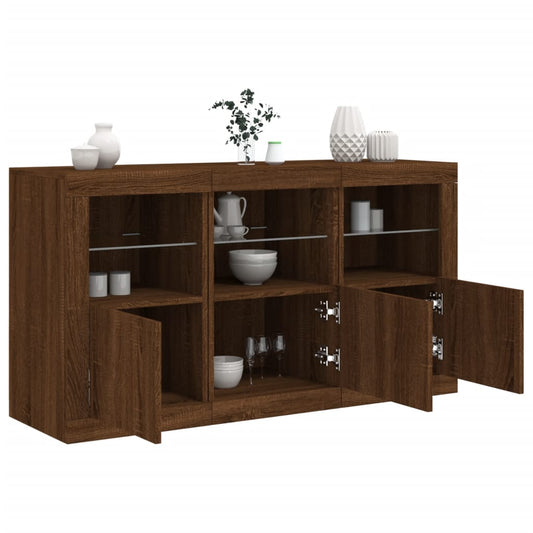 vidaXL Sideboard with LED Lights Brown Oak 123x37x67 cm