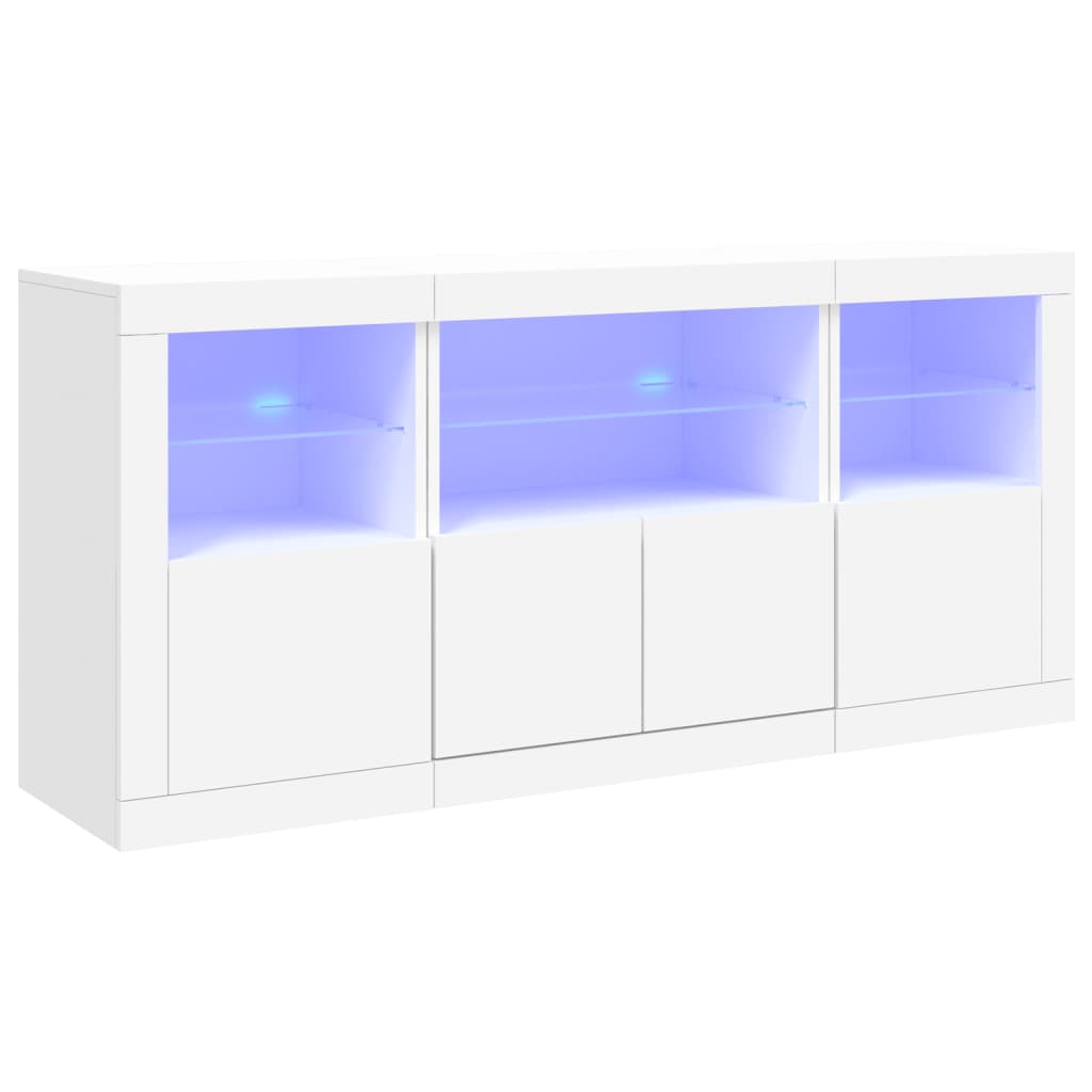 Sideboard with LED Lights White 142,5x37x67 cm