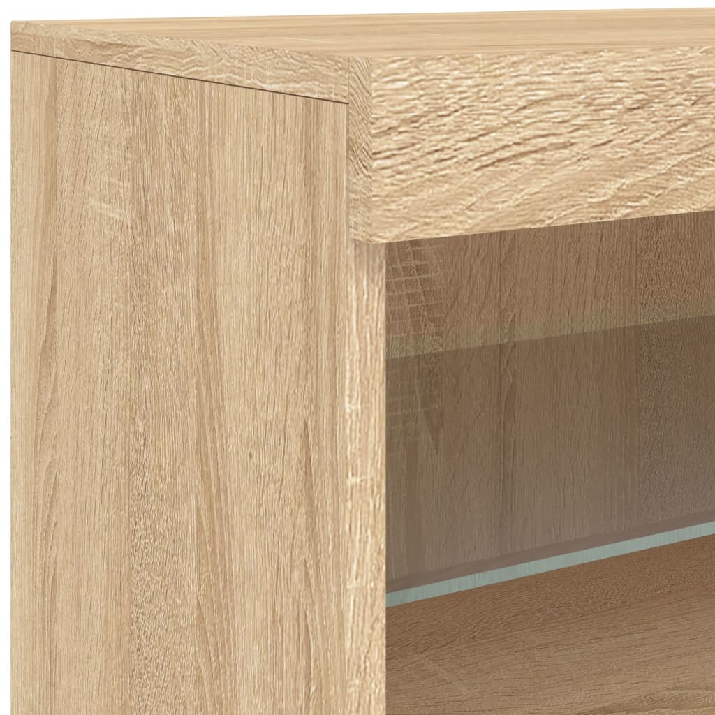 Sideboard with LED Lights Sonoma Oak 142,5x37x67 cm
