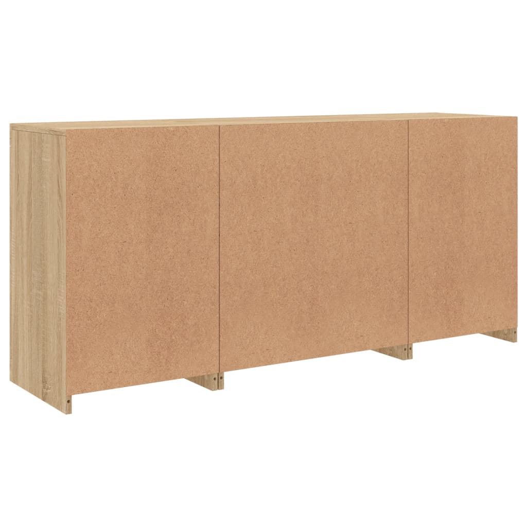 Sideboard with LED Lights Sonoma Oak 142,5x37x67 cm