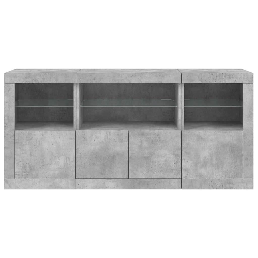 Sideboard with LED Lights Concrete Grey 142,5x37x67 cm
