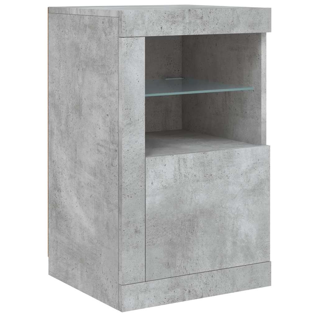 Sideboard with LED Lights Concrete Grey 142.5x37x67 cm