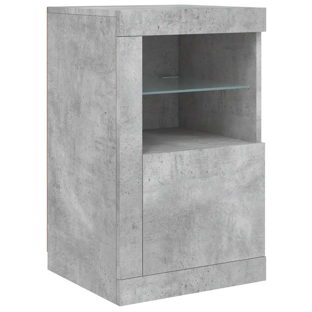 Sideboard with LED Lights Concrete Grey 142,5x37x67 cm