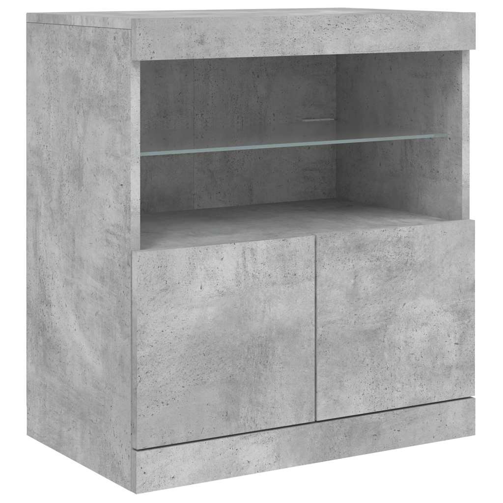 Sideboard with LED Lights Concrete Grey 142,5x37x67 cm