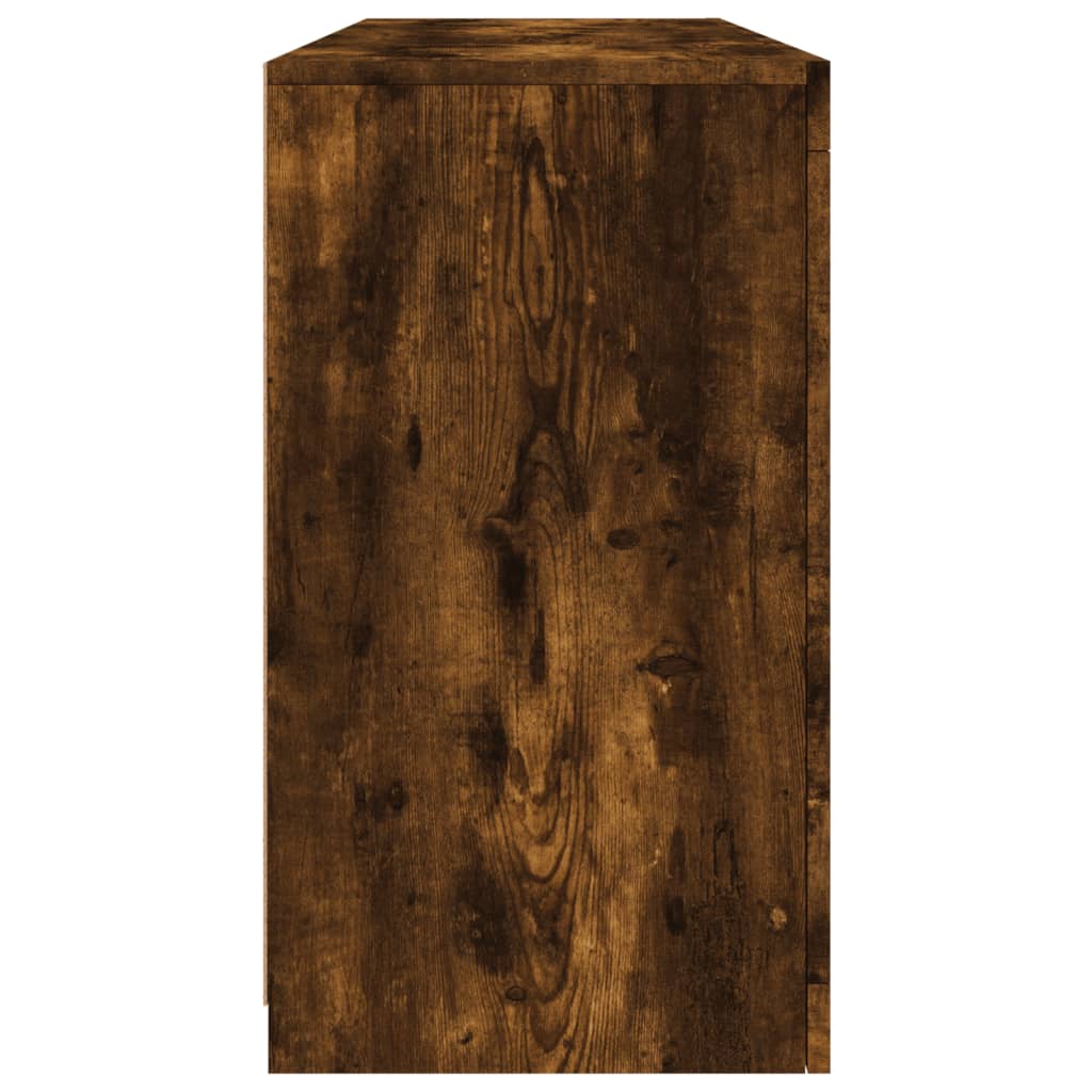 Sideboard with LED Lights Smoked Oak 142,5x37x67 cm