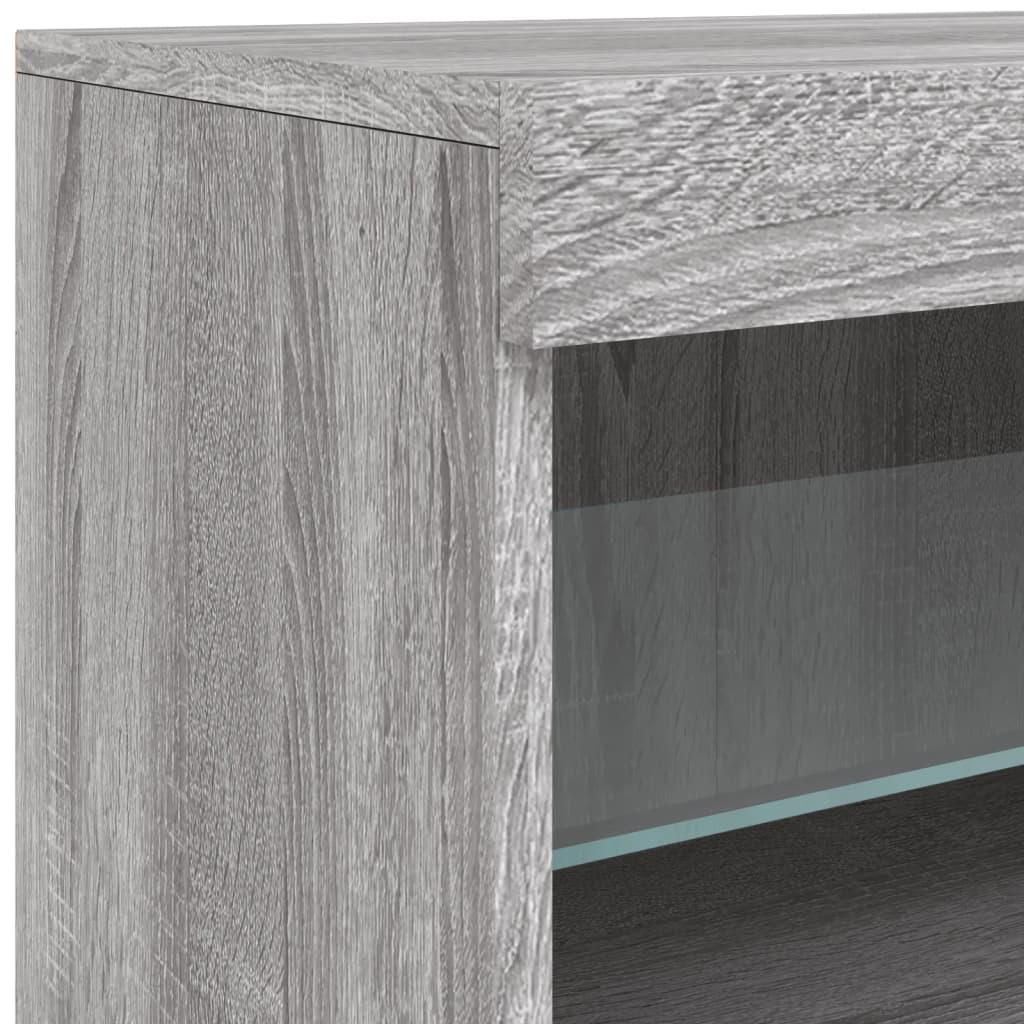 Sideboard with LED Lights Grey Sonoma 142,5x37x67 cm