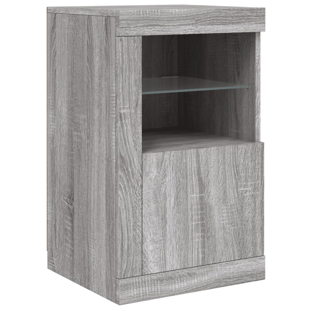 Sideboard with LED Lights Grey Sonoma 142,5x37x67 cm