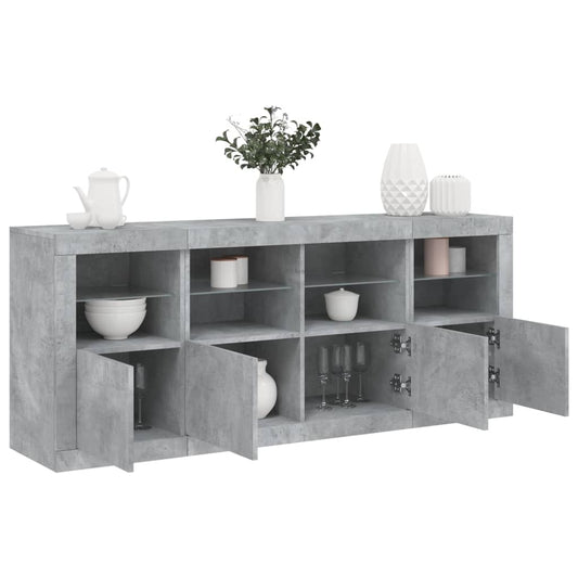 vidaXL Sideboard with LED Lights Concrete Grey 163x37x67 cm