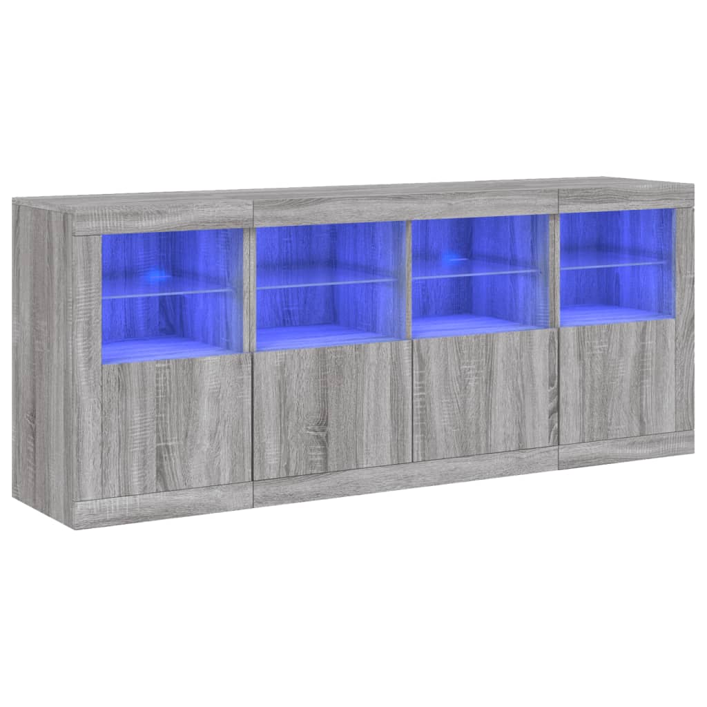 vidaXL Sideboard with LED Lights Grey Sonoma 163x37x67 cm