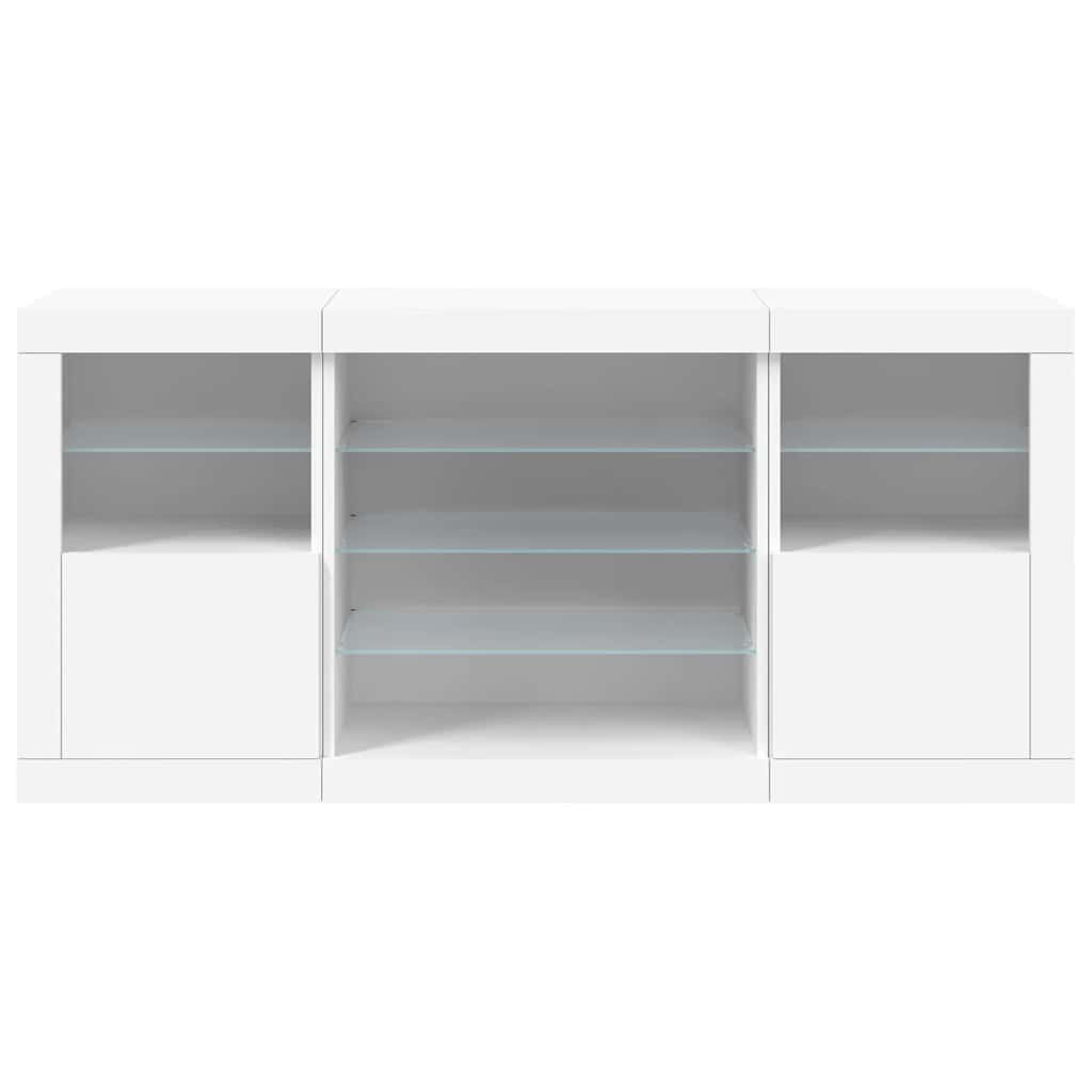 Sideboard with LED Lights White 142.5x37x67 cm