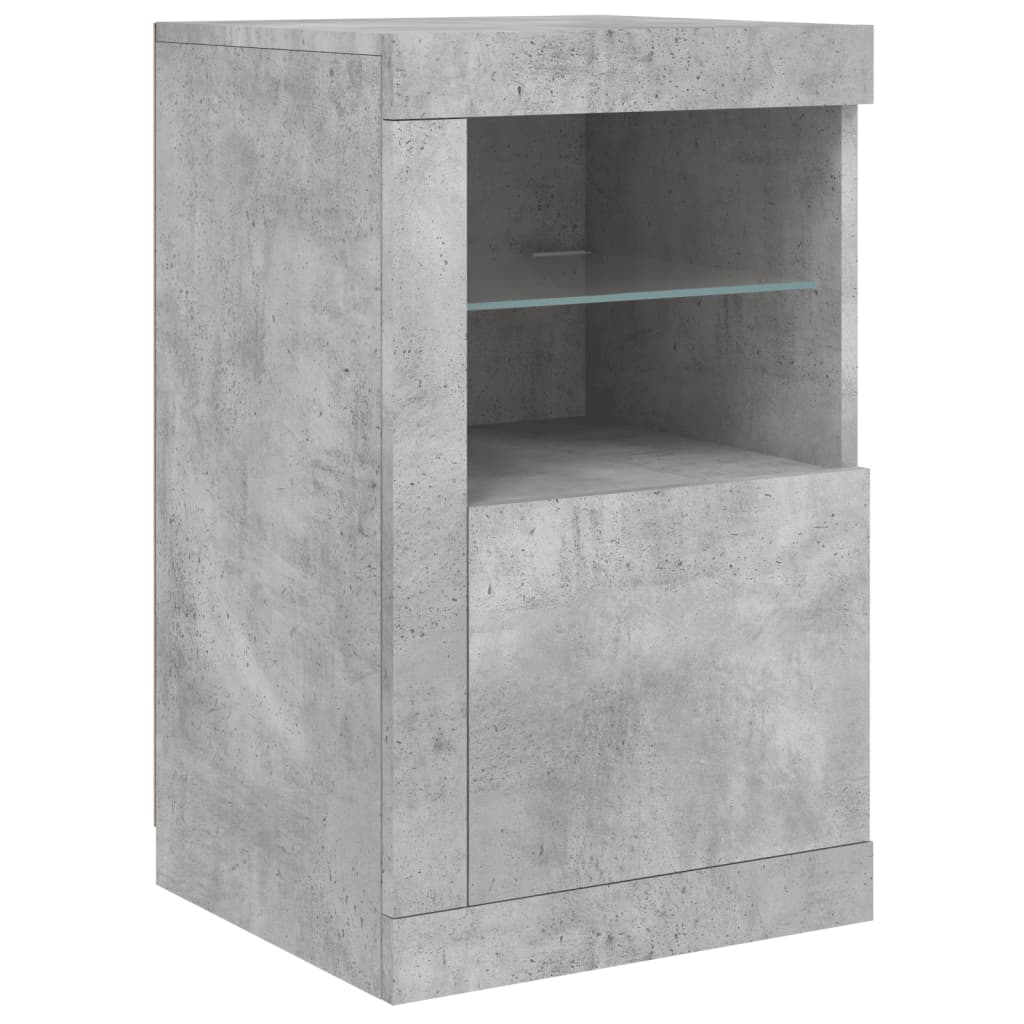 Sideboard with LED Lights Concrete Grey 142.5x37x67 cm
