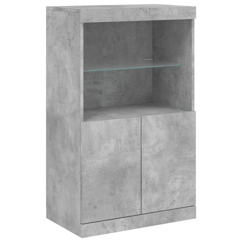 Sideboards with LED Lights 3 pcs Concrete Grey Engineered Wood