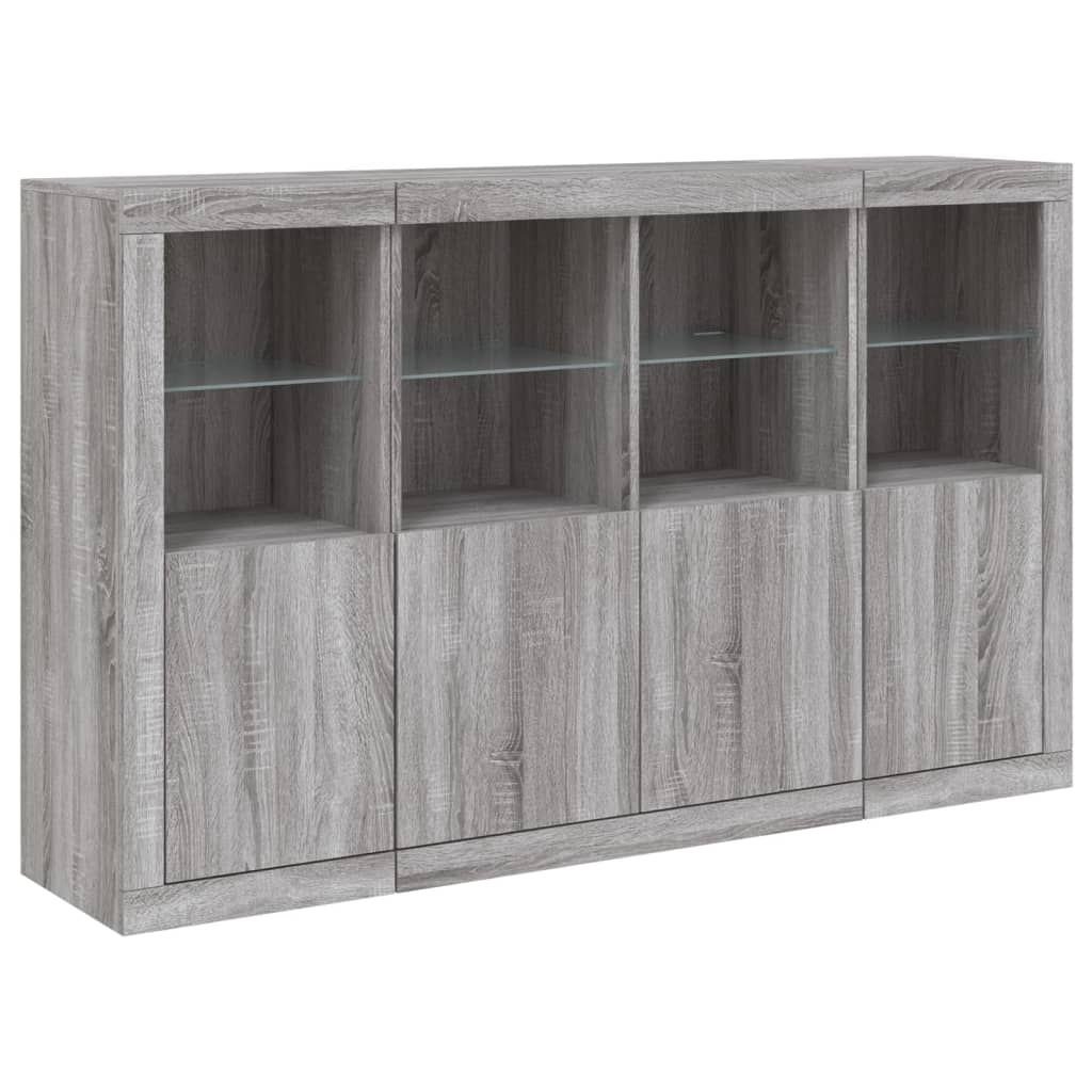 vidaXL Sideboards with LED Lights 3 pcs Grey Sonoma Engineered Wood