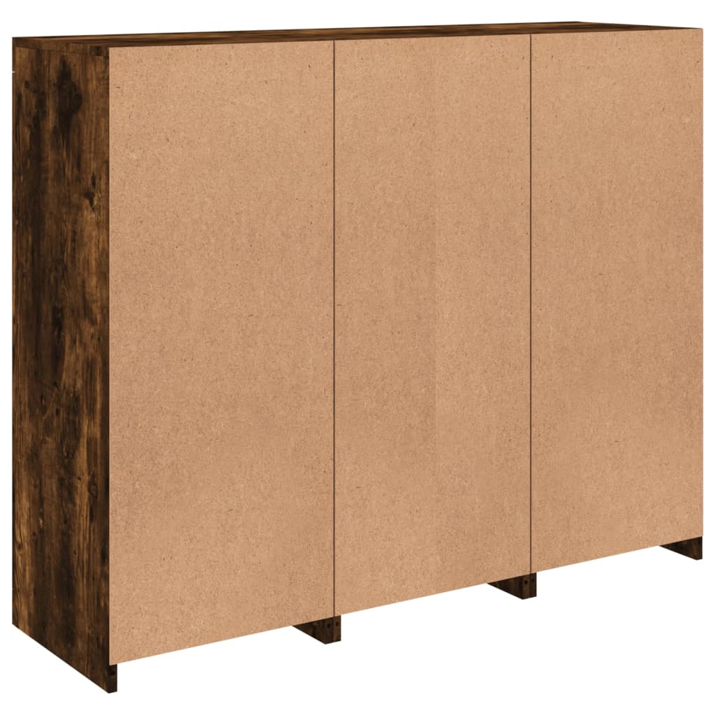 Sideboards with LED Lights 3 pcs Smoked Oak Engineered Wood
