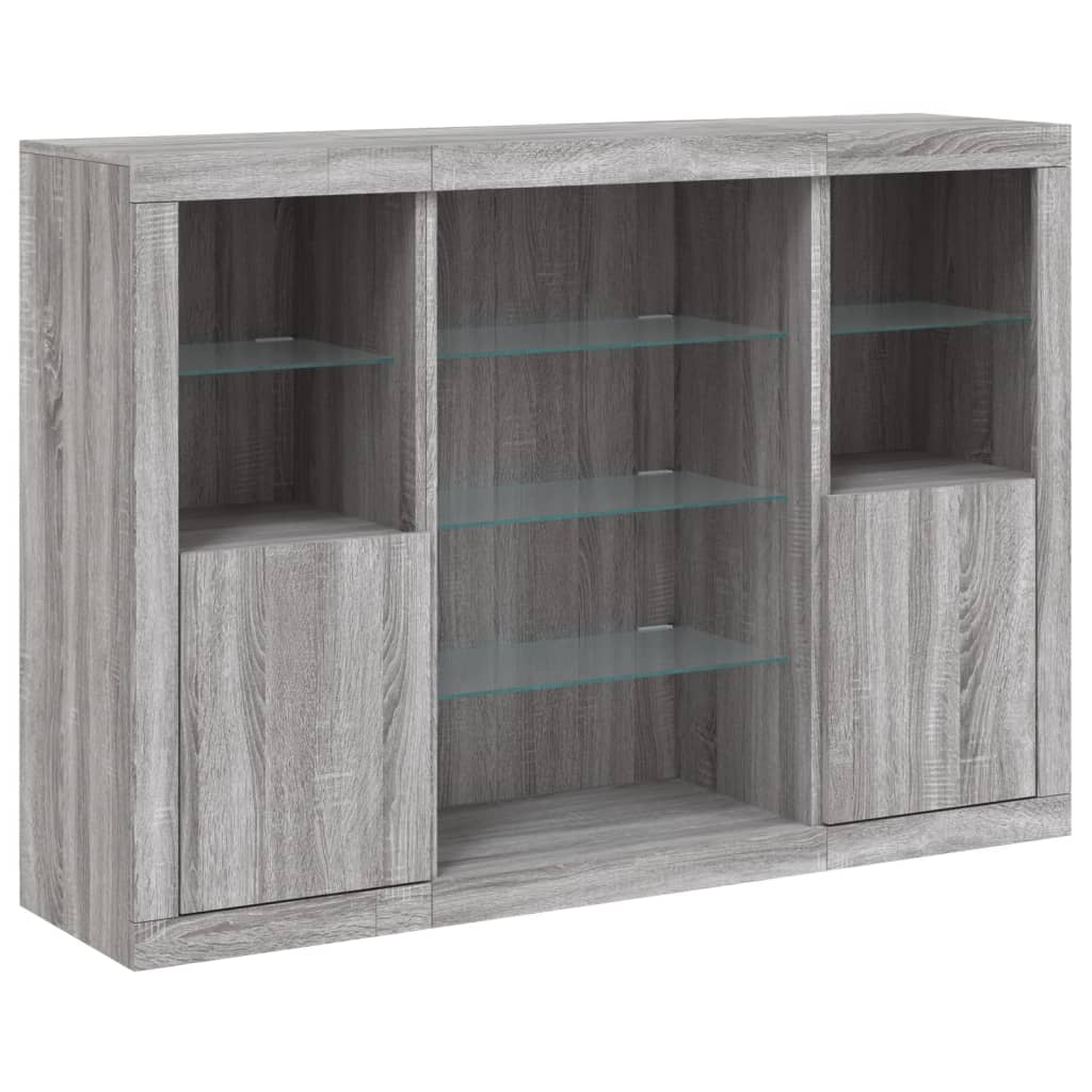 vidaXL Sideboards with LED Lights 3 pcs Grey Sonoma Engineered Wood