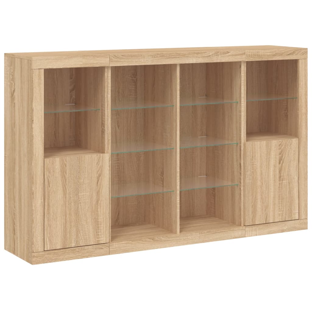 Sideboards with LED Lights 3 pcs Sonoma Oak Engineered Wood