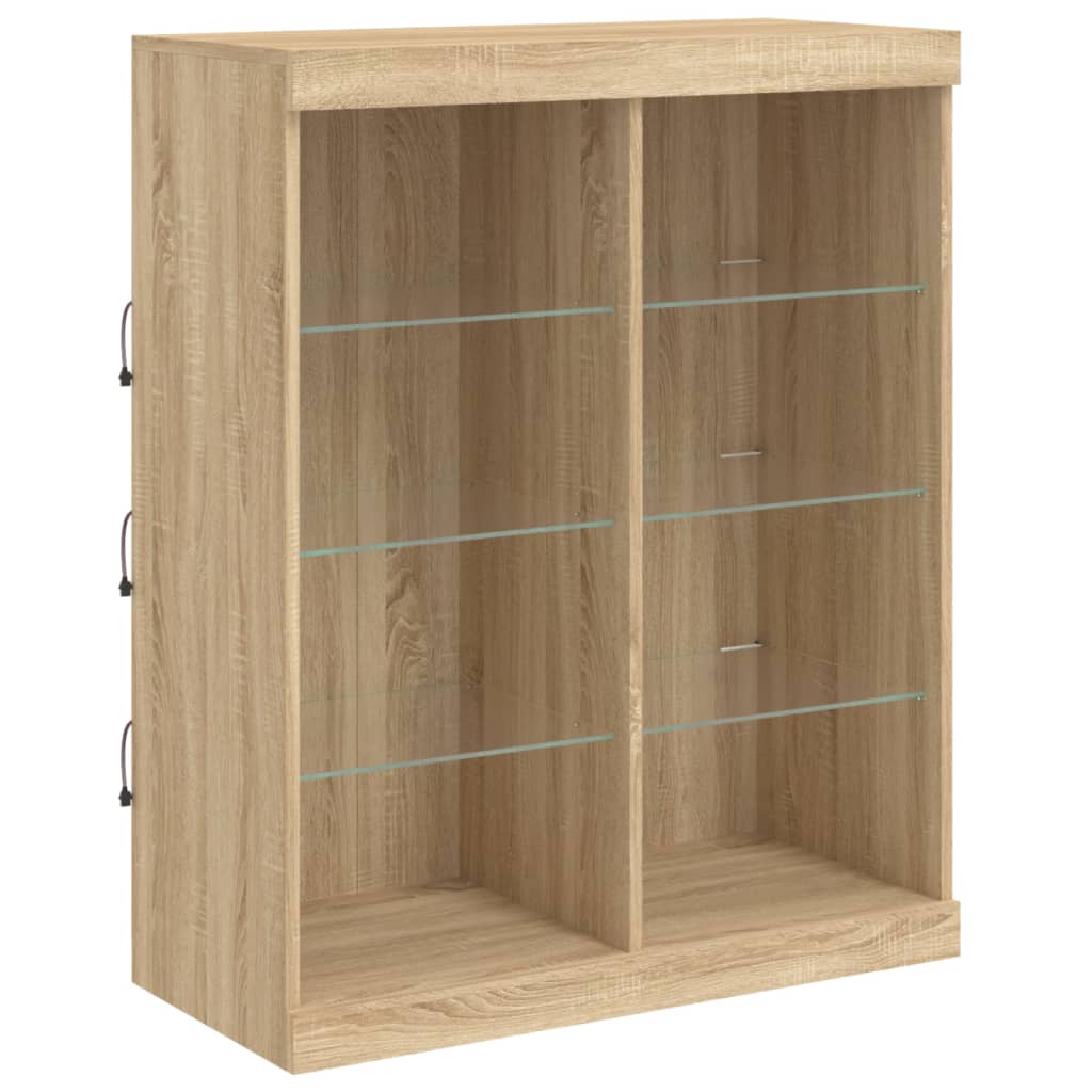 Sideboards with LED Lights 3 pcs Sonoma Oak Engineered Wood