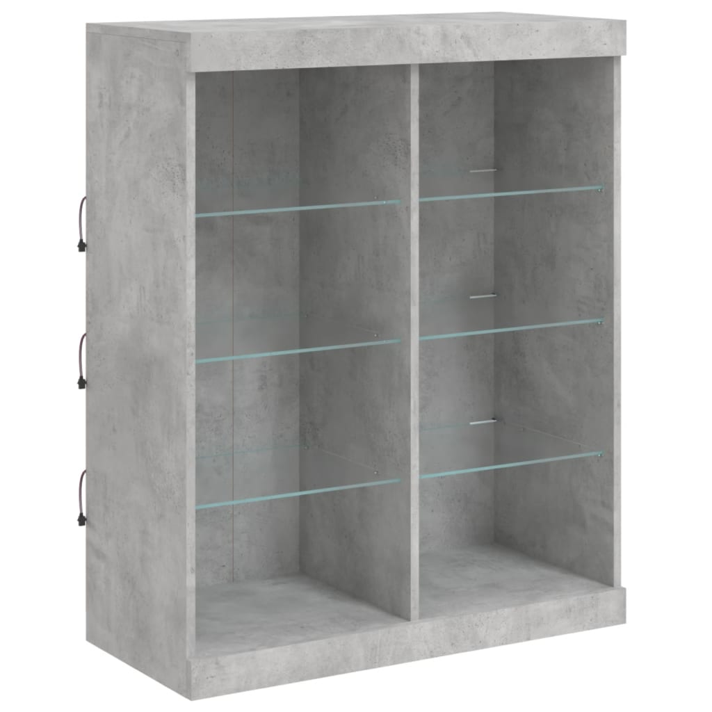 Sideboards with LED Lights 3 pcs Concrete Grey Engineered Wood