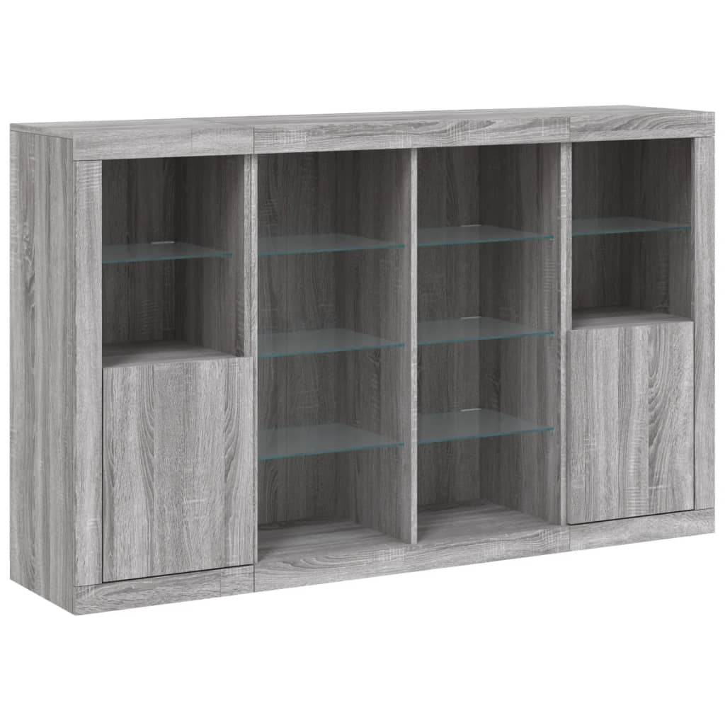 vidaXL Sideboards with LED Lights 3 pcs Grey Sonoma Engineered Wood