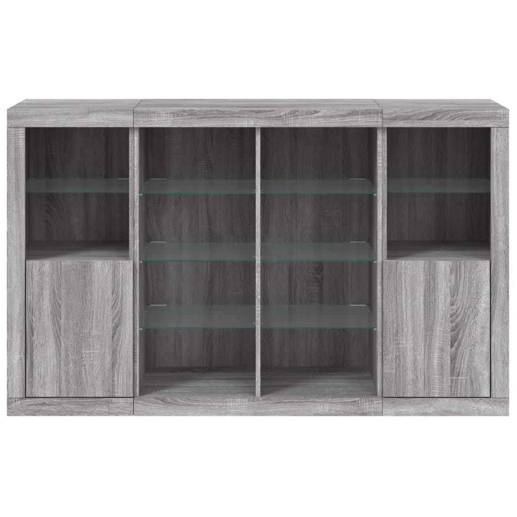 vidaXL Sideboards with LED Lights 3 pcs Grey Sonoma Engineered Wood