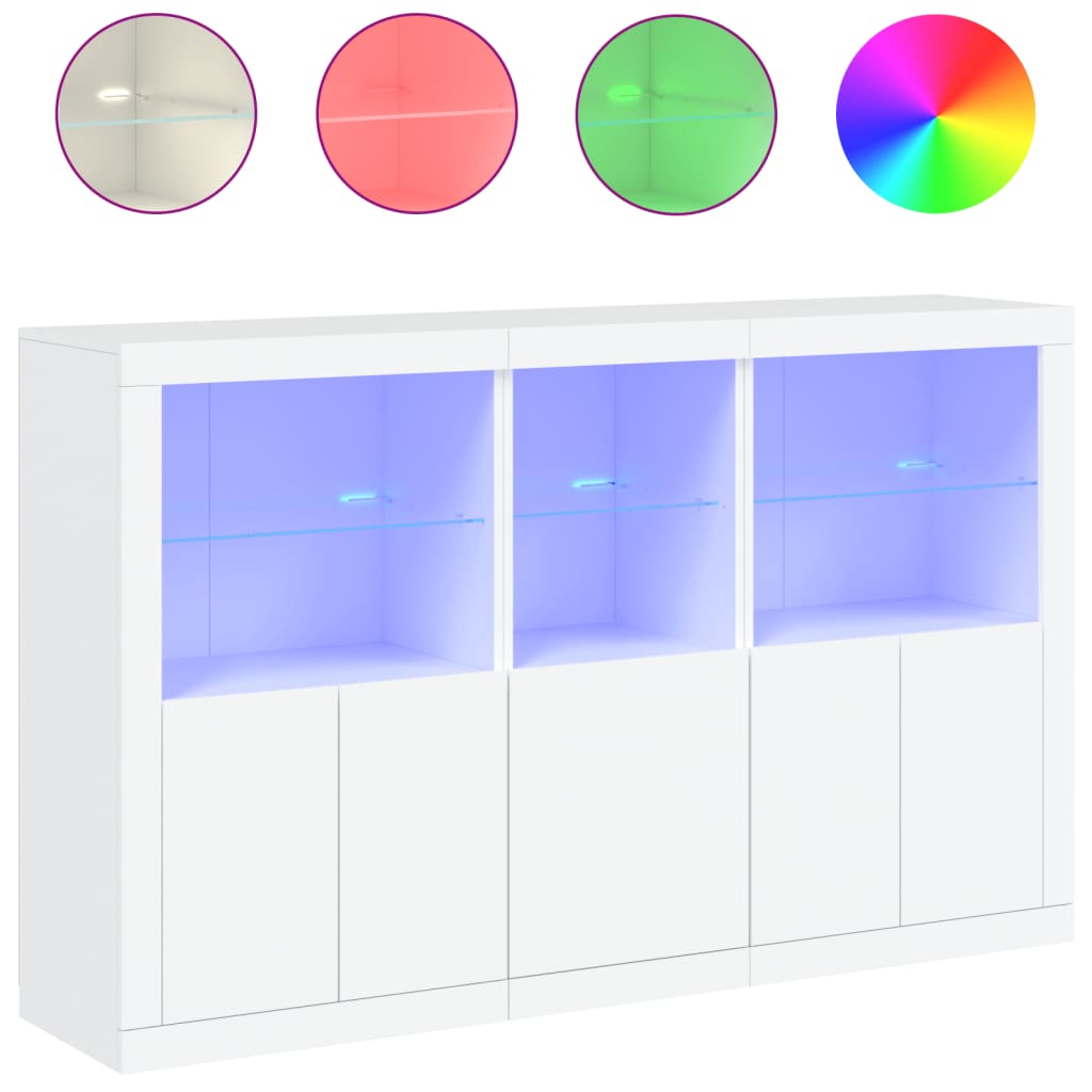 vidaXL Sideboard with LED Lights White 162x37x100 cm