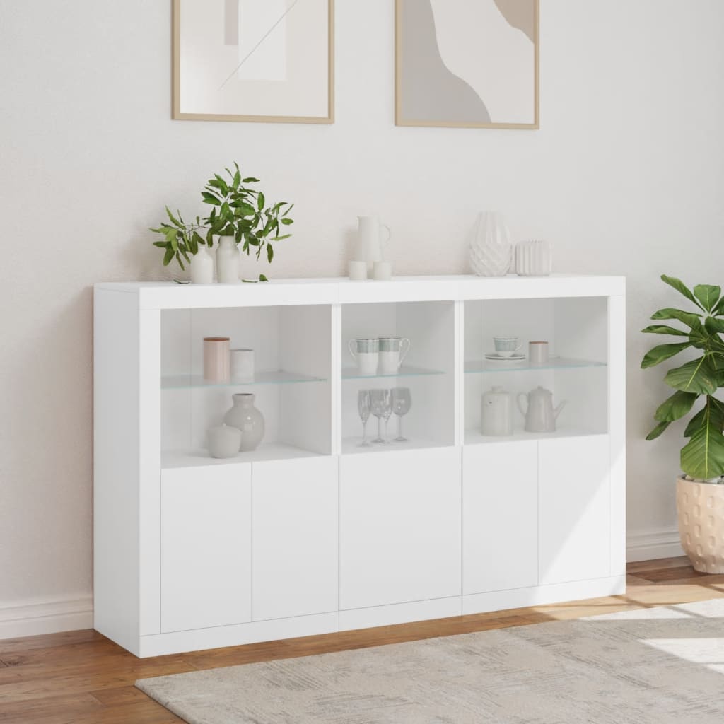 vidaXL Sideboard with LED Lights White 162x37x100 cm