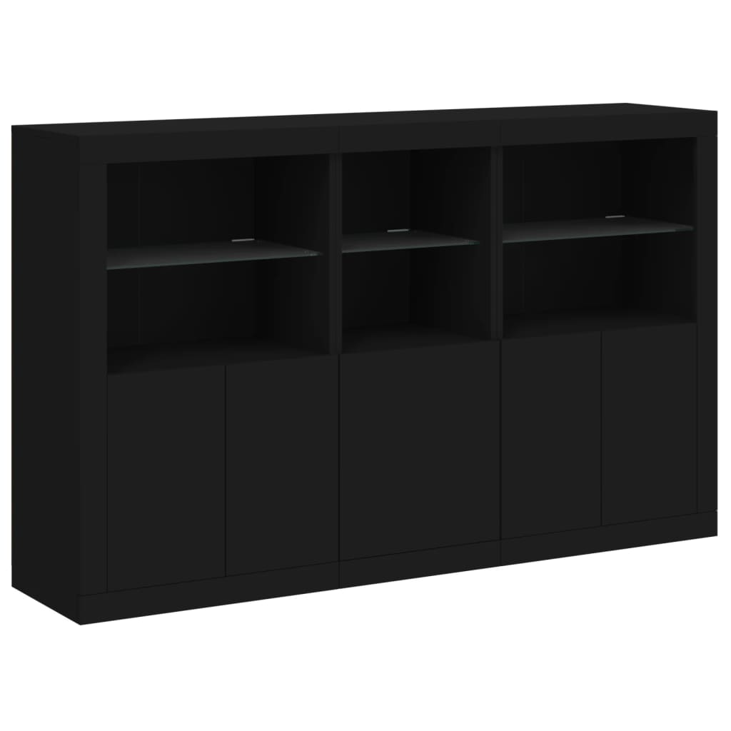 vidaXL Sideboard with LED Lights Black 162x37x100 cm