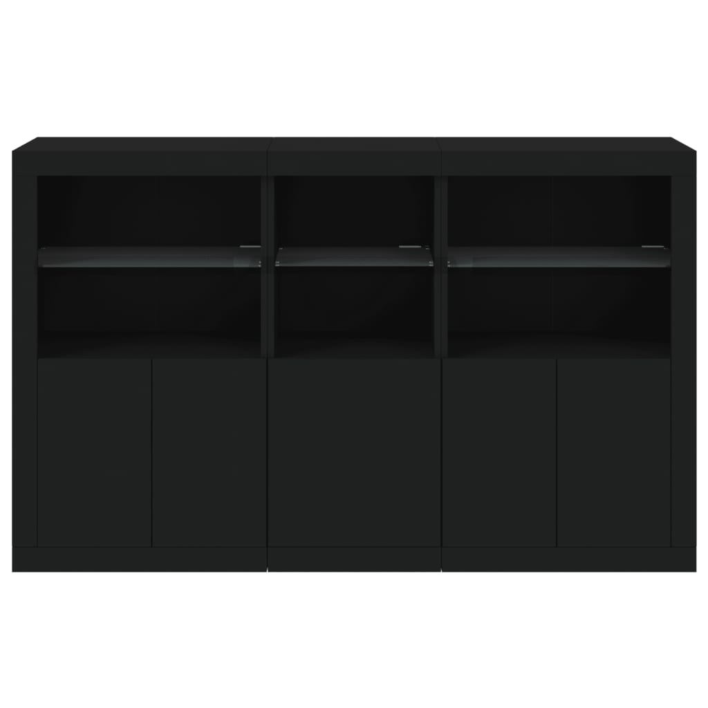 vidaXL Sideboard with LED Lights Black 162x37x100 cm