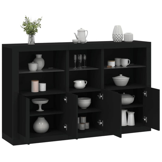 vidaXL Sideboard with LED Lights Black 162x37x100 cm