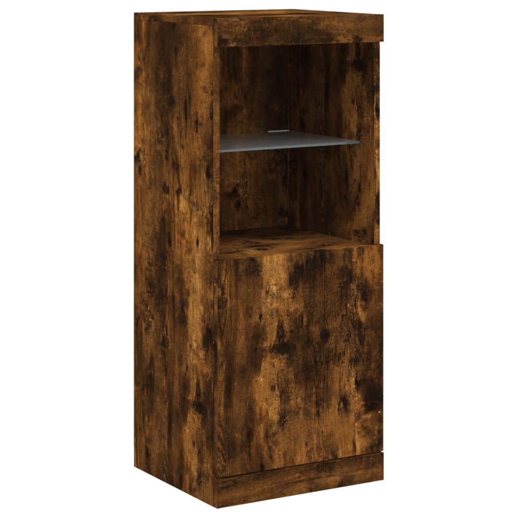 Sideboard with LED Lights Smoked Oak 162x37x100 cm