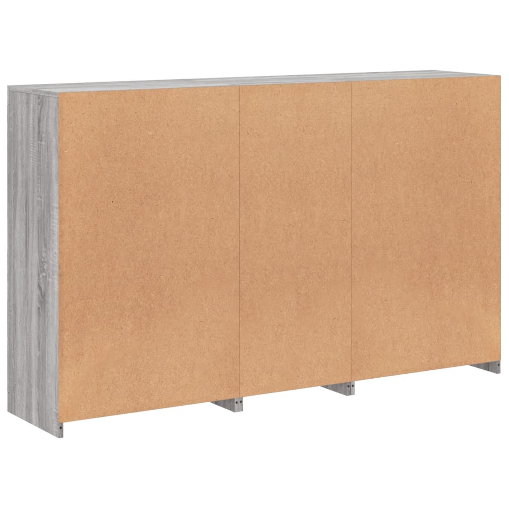 Sideboard with LED Lights Grey Sonoma 162x37x100 cm