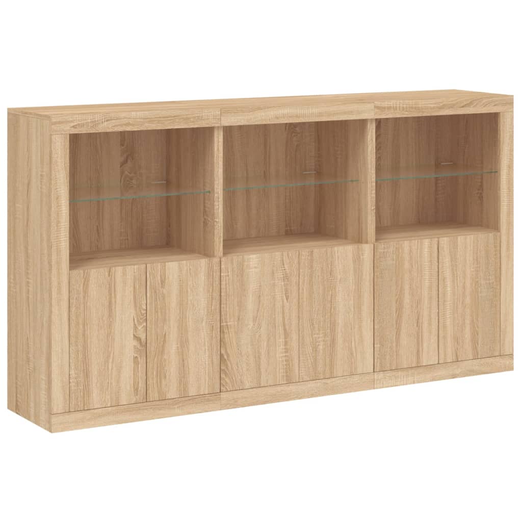 vidaXL Sideboard with LED Lights Sonoma Oak 181.5x37x100 cm