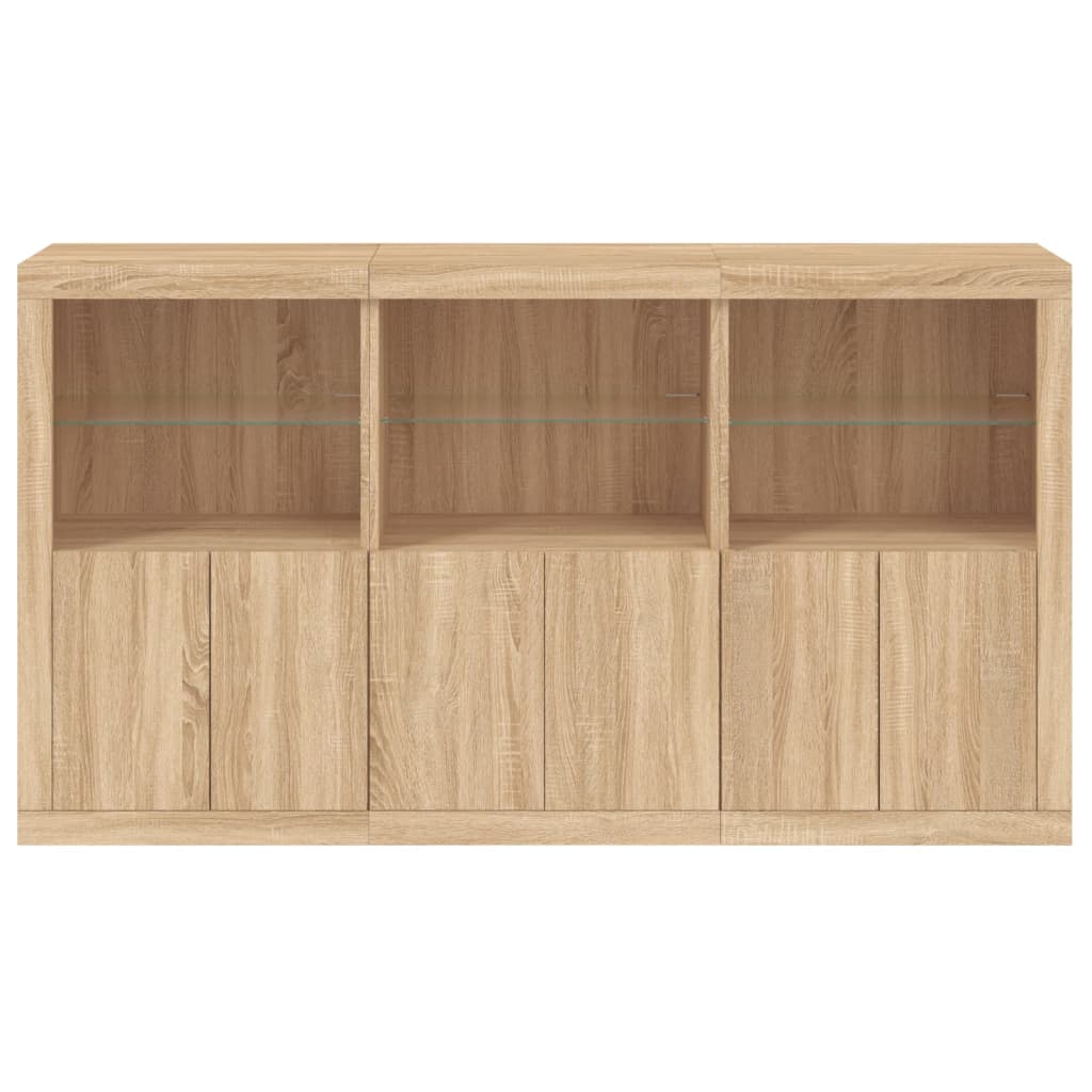 vidaXL Sideboard with LED Lights Sonoma Oak 181.5x37x100 cm