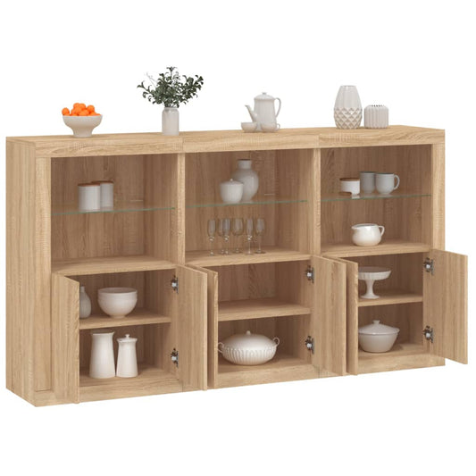 vidaXL Sideboard with LED Lights Sonoma Oak 181.5x37x100 cm