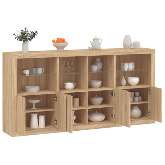 vidaXL Sideboard with LED Lights Sonoma Oak 202x37x100 cm