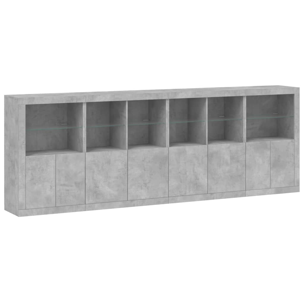 vidaXL Sideboard with LED Lights Concrete Grey 283x37x100 cm