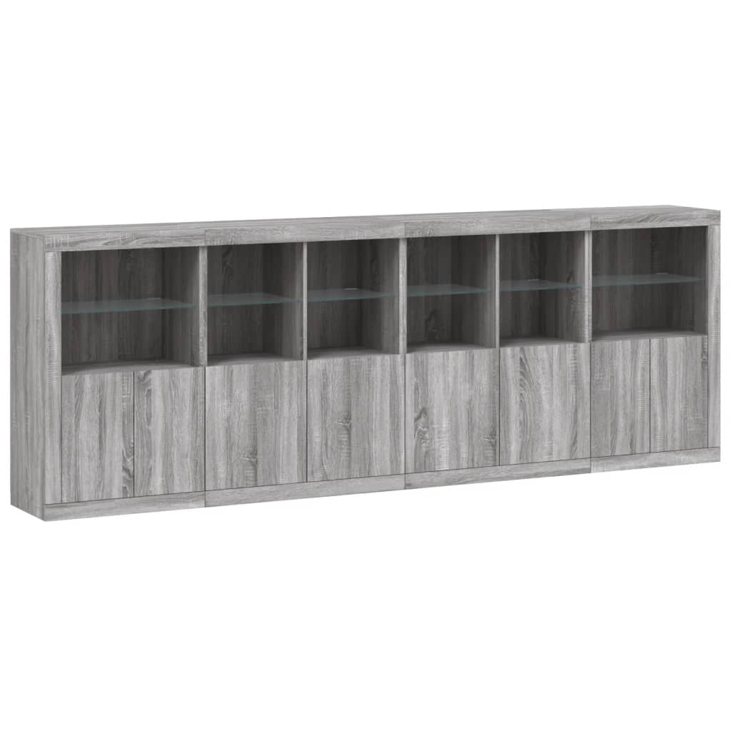 vidaXL Sideboard with LED Lights Grey Sonoma 283x37x100 cm