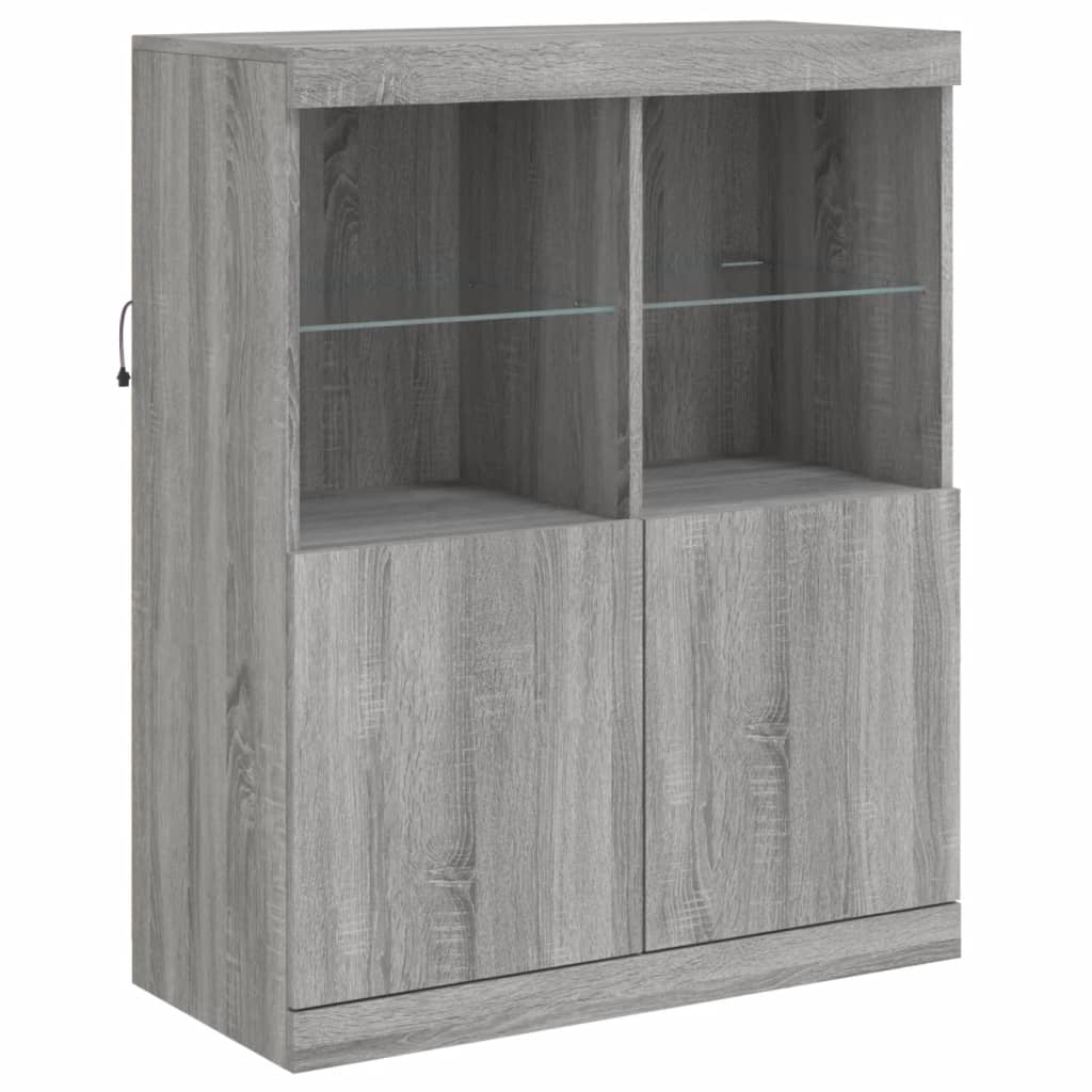 vidaXL Sideboard with LED Lights Grey Sonoma 283x37x100 cm