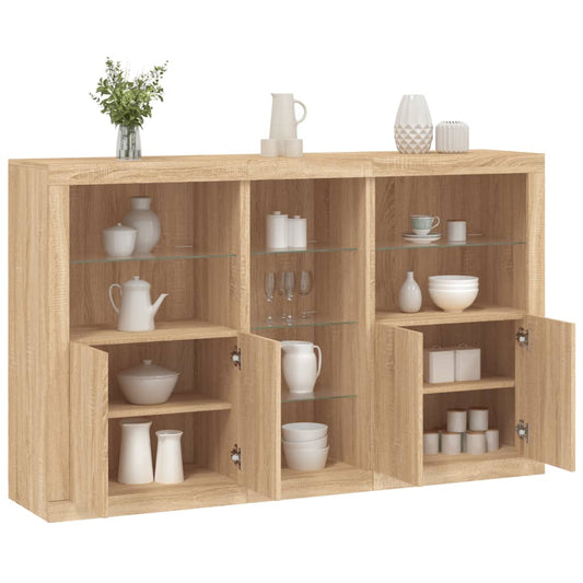 vidaXL Sideboard with LED Lights Sonoma Oak 162x37x100 cm